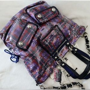 Coach Poppy XL Limited Edition Tartan Sequin Spotlight Tote Bag 15890 Travel.